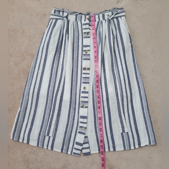 Chances R Skirt Women Size M Cotton Blend Button Front With Pockets Blue Stripes - Picture 7 of 9